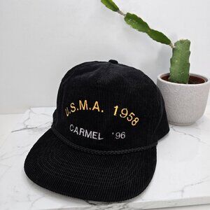 vintage 90s | black corduroy retro rope accent baseball hat | unisex